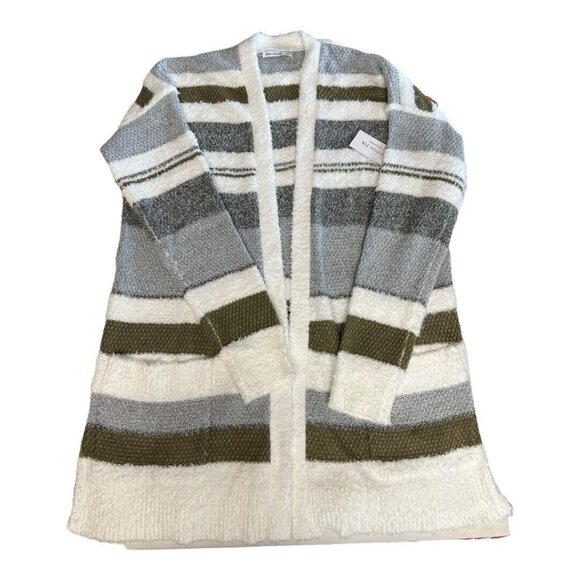 Pink Clover Color Blocked Striped Cardigan~Size Small~Grey/Olive NWT ~ L11 17 - Picture 6 of 9